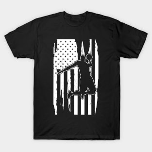 Basketball Player in American Flag T-Shirt